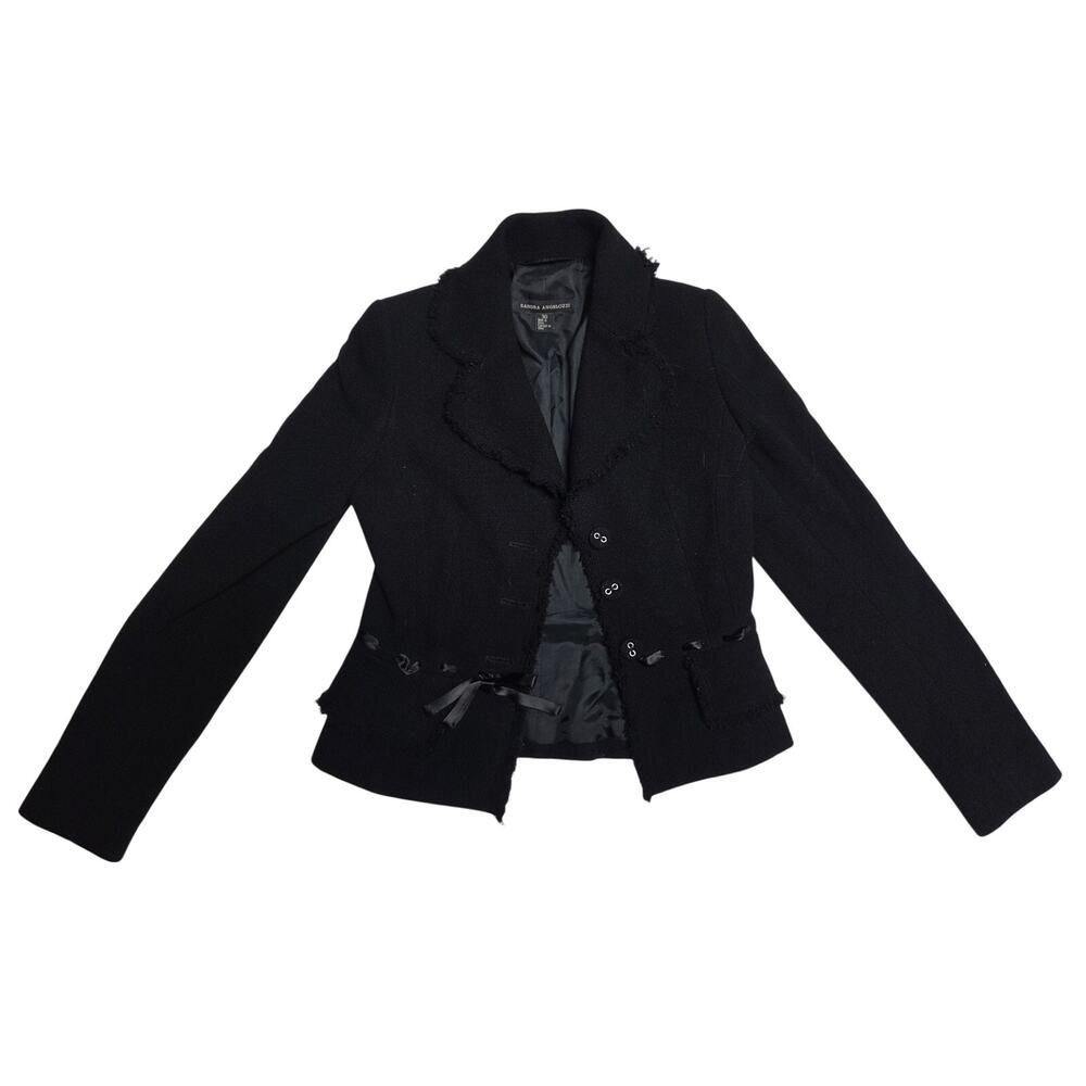Sandra Angelozzi Black Virgin Wool Peplum Blazer Jacket Women Size 30 RN 102785